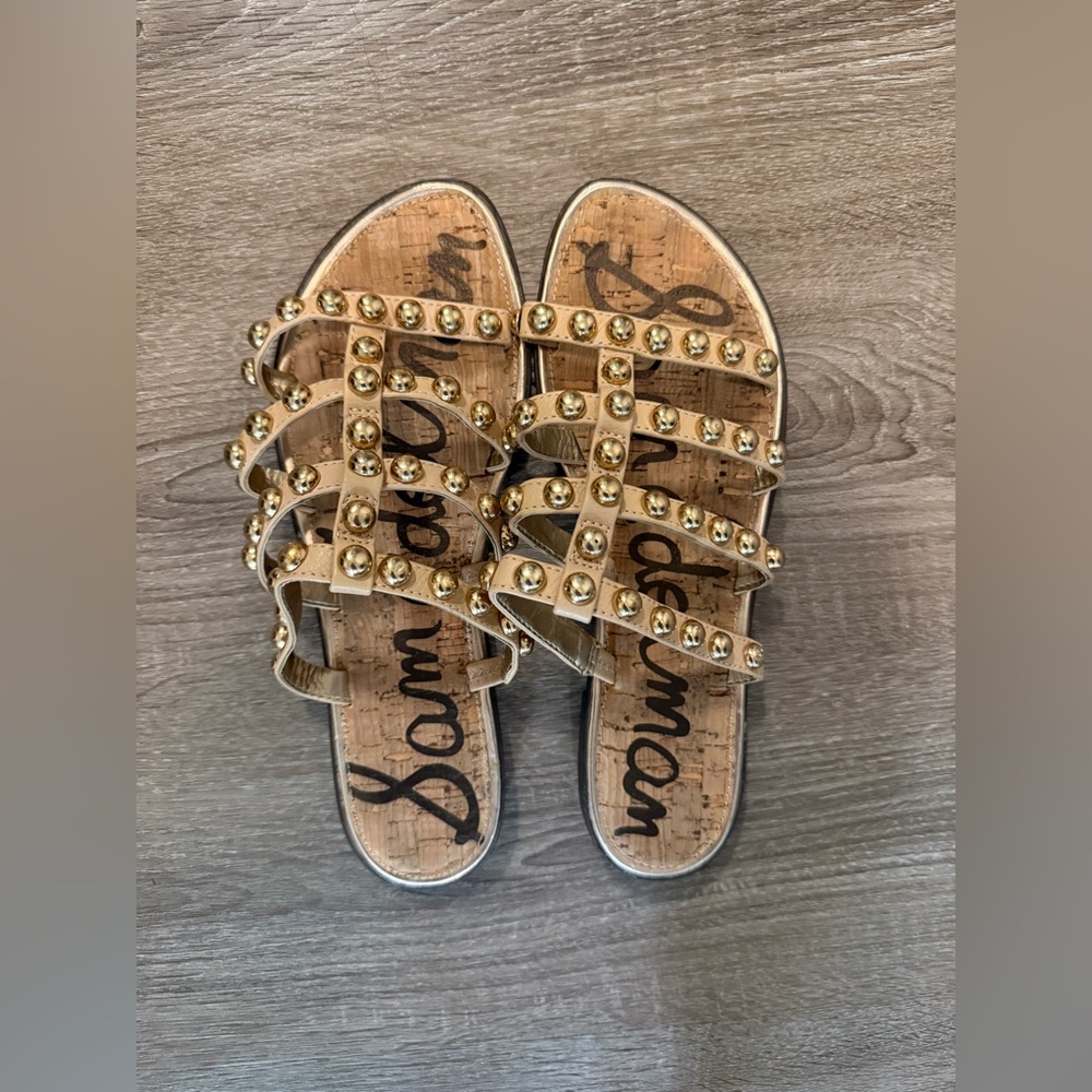 Sam Edelman Gold Studded Cork Sandals